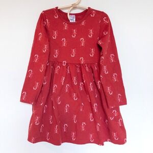 Hanna Andersson Dress Red Candy Cane Christmas Long Sleeve Pockets Kids 6-7